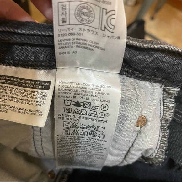 Levi's 501 Button Fly Cut Off Distressed‎ Jean Shorts Black Size 31 - Picture 9 of 9